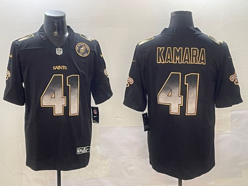 Men New Orleans Saints #41 Kamara Black Nike Smoke Fashion 2024 Limited NFL Jersey style 3